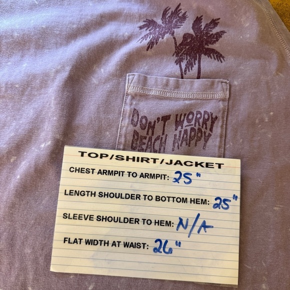 Old Navy Don’t Worry Beach Happy Pocket Tank Top Women XXL Purple Grunge 90sVibe - Picture 11 of 11